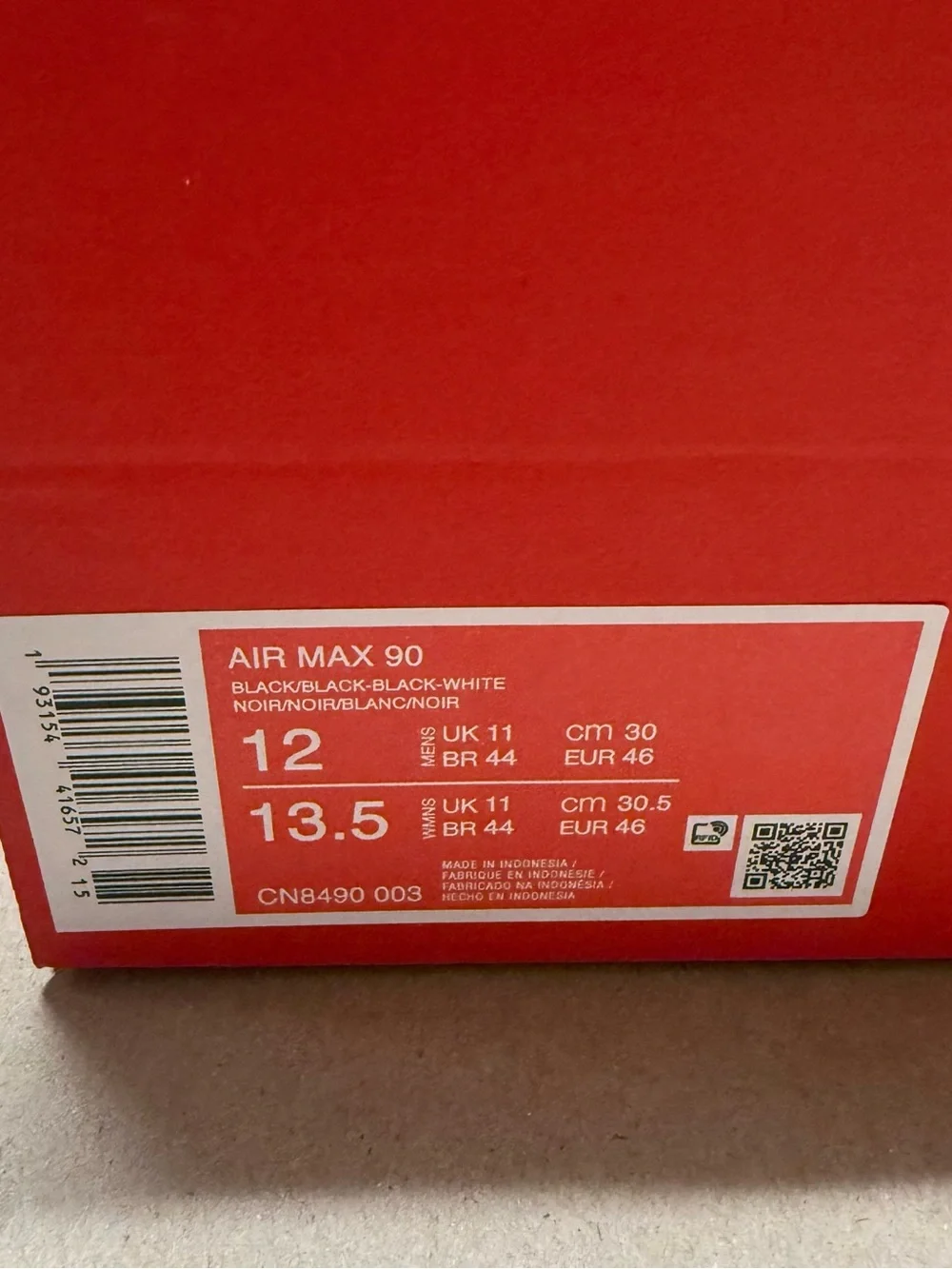 Nike Air Max 90 Triple Black Mens sz 12 Running Shoes NEW!